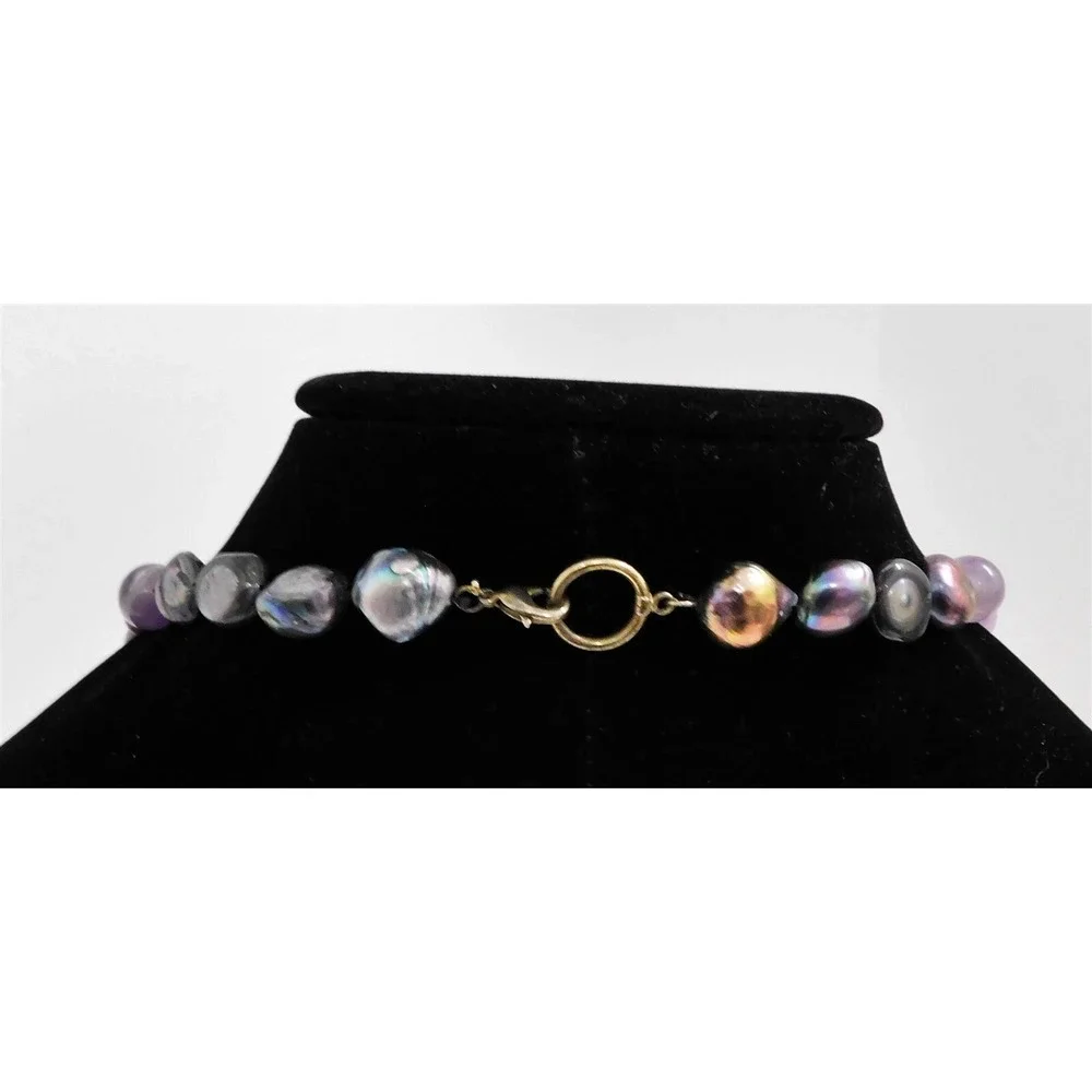 Baroque Peacock Pearl Polished‎ Gen Stone Necklace Opera Length Strand